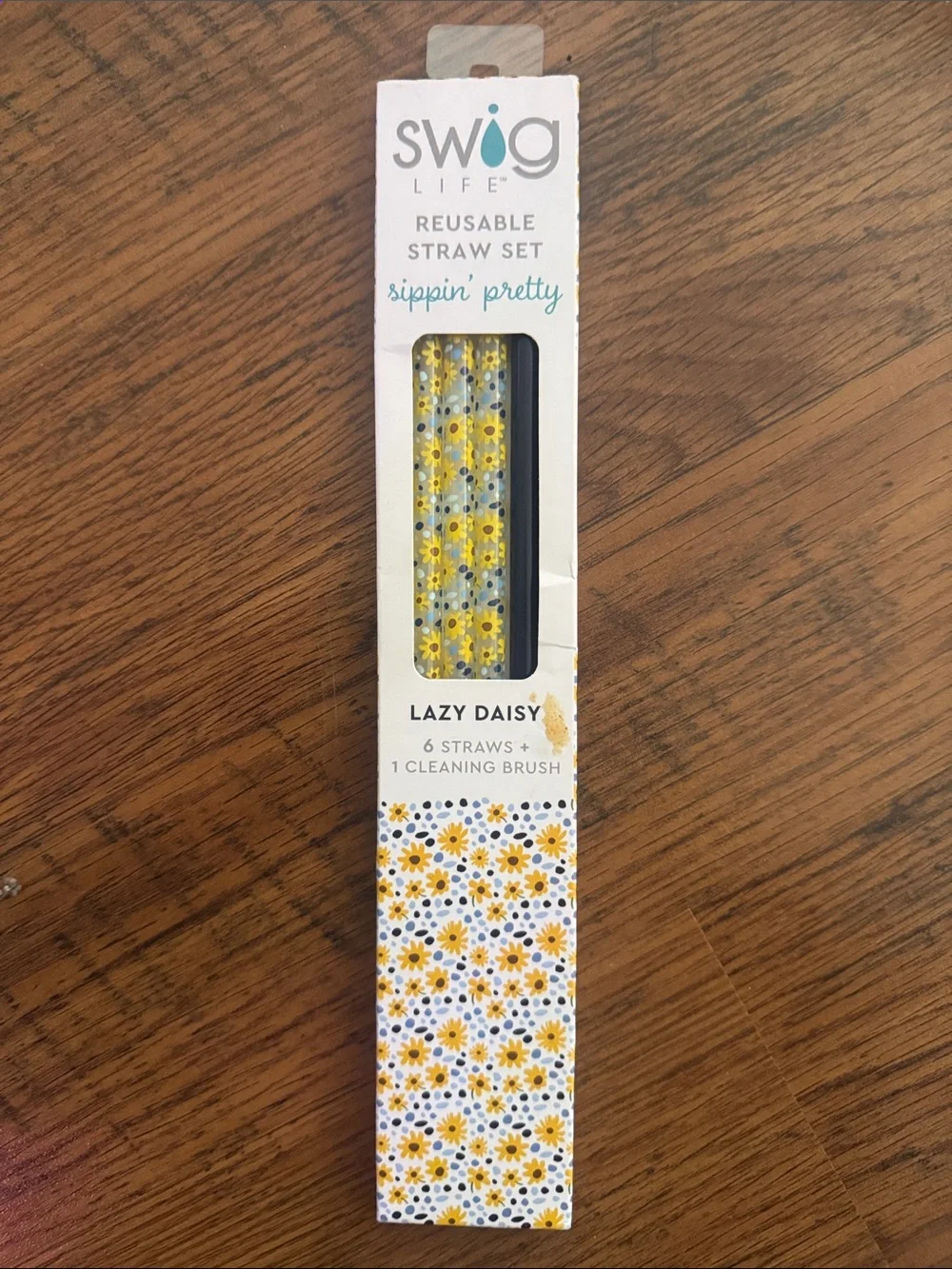Lazy Daisy Reusable Straw Set — Yellow Floral C1.B.2R